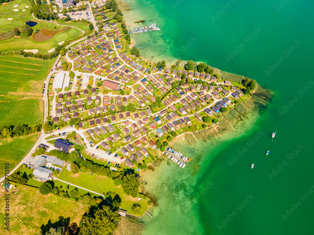 Luxury Private House Village on Austrian Lake Shore, Magnificent Panoramic Scene from Above!