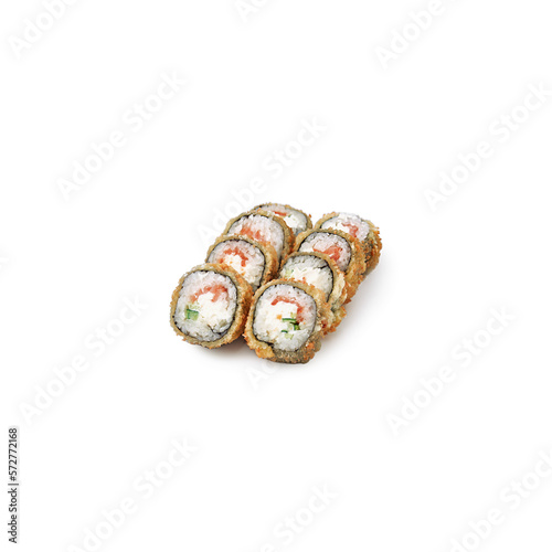 tempura sushi roll set Philadelphia on a white background isolated