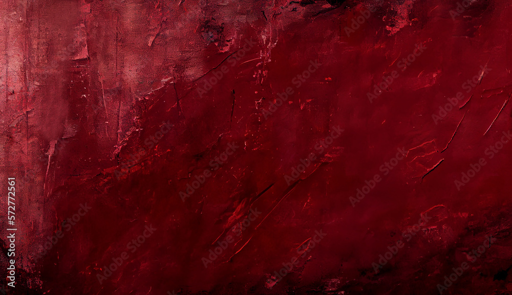 Dark red paint background, generative AI