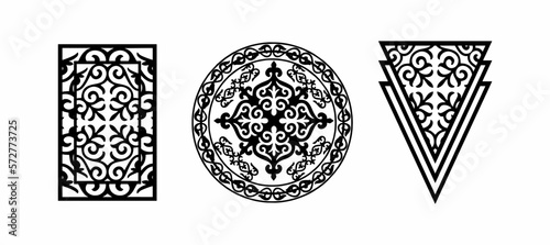 Ornaments and patterns of the Kyrgyz people, flat vector