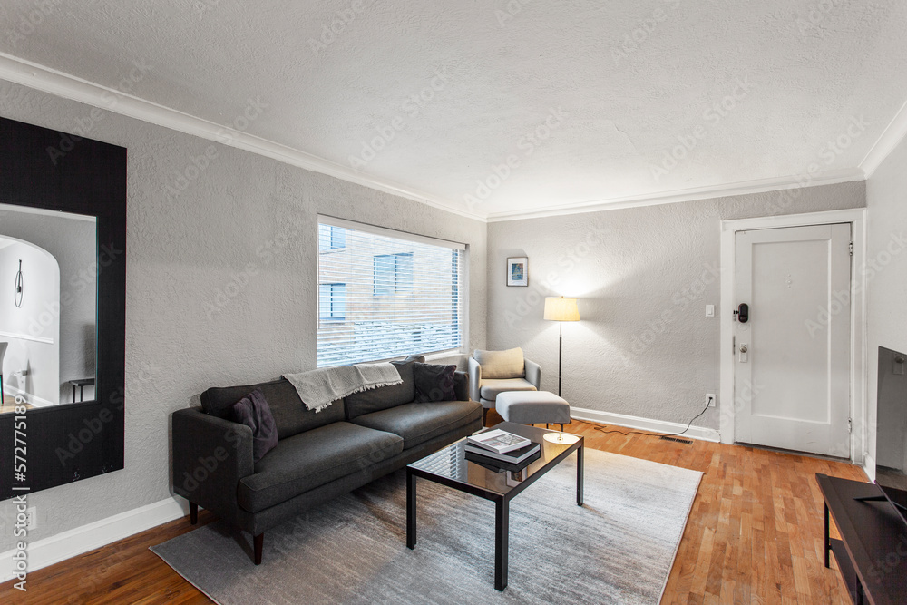 Fototapeta premium modern interior of a white apartment with open floor layout long term rental loft