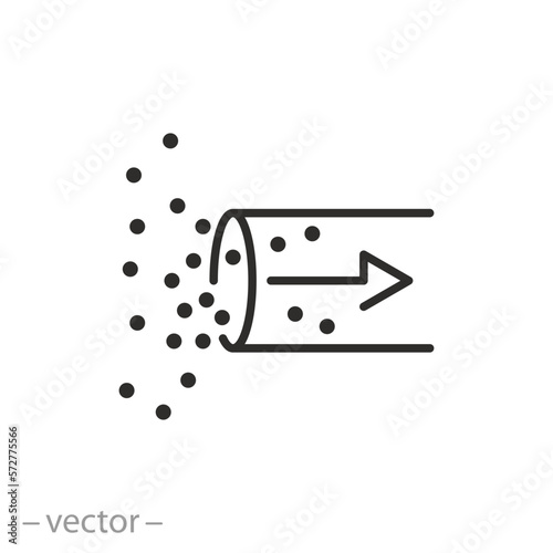 suction process icon, vacuum suck, sucking hose, thin line symbol on white background - editable stroke vector illustration photo