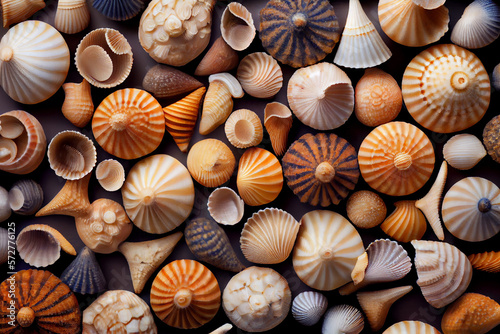 Hintergrund aus Muscheln und Schätzen aus dem Meer - Generative Ai