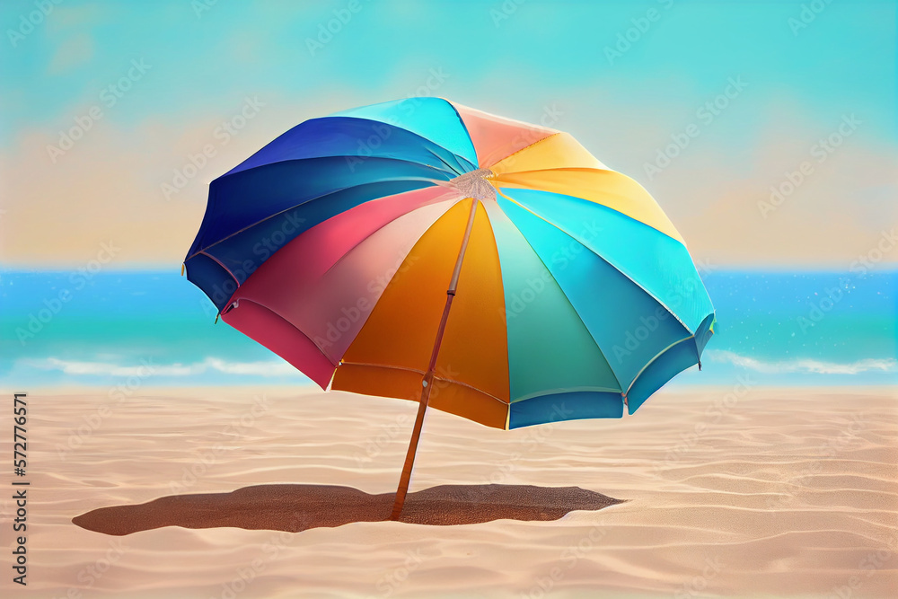 Perfekter Schattenspender: Der bunte Sonnenschirm für entspannte Stunden am Strand - Generative Ai