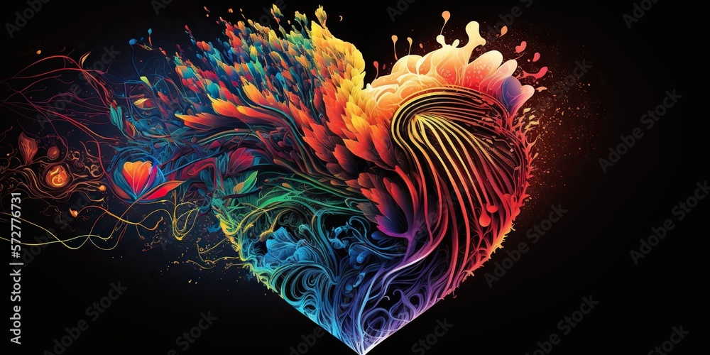 Resembles pulsing colorful heart, concept of Bright and Vibrant, created with Generative AI technology