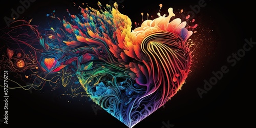 Resembles pulsing colorful heart, concept of Bright and Vibrant, created with Generative AI technology