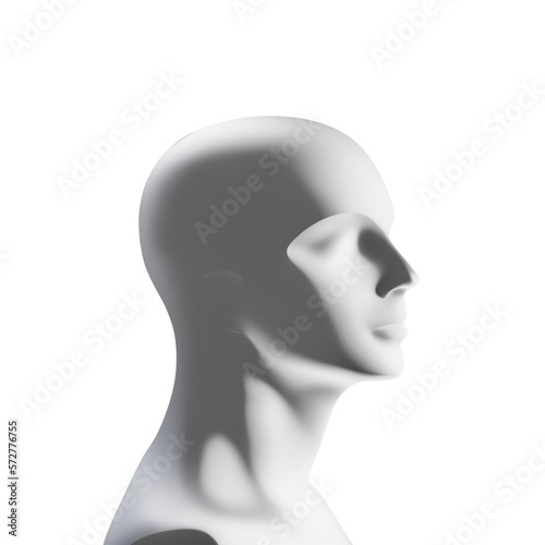 Serene Mannequin Head on White Background. Human Person Head 3d Form White Background Isolation Created with Generative AI and Other Techniques