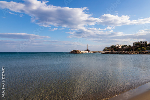 Beautiful seascape. Coast of the island of Crete - Greece area of Lerapetra. There are dramatic clouds in the sky. photo