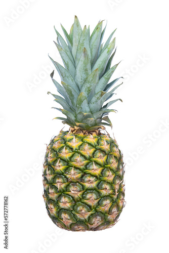 ANANAS pineapple with green leaves isolated on transparent background