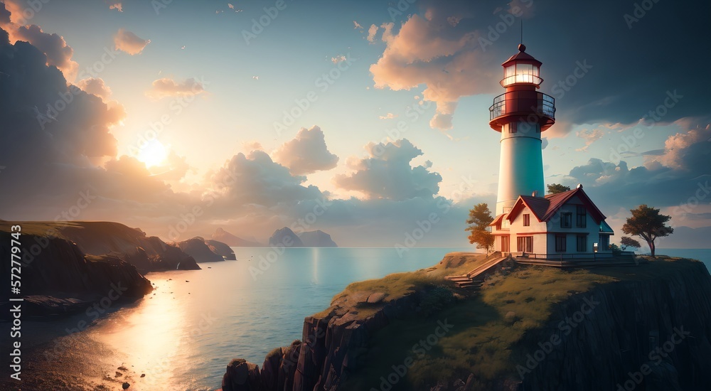 Fototapeta premium Architectural Marvels: Coastal Lighthouses [AI Generated]
