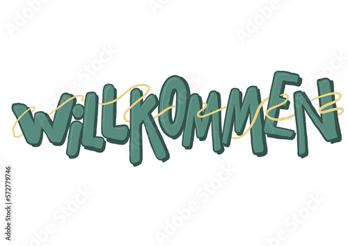 Ilustración willkommen - bienvenido en aleman 
