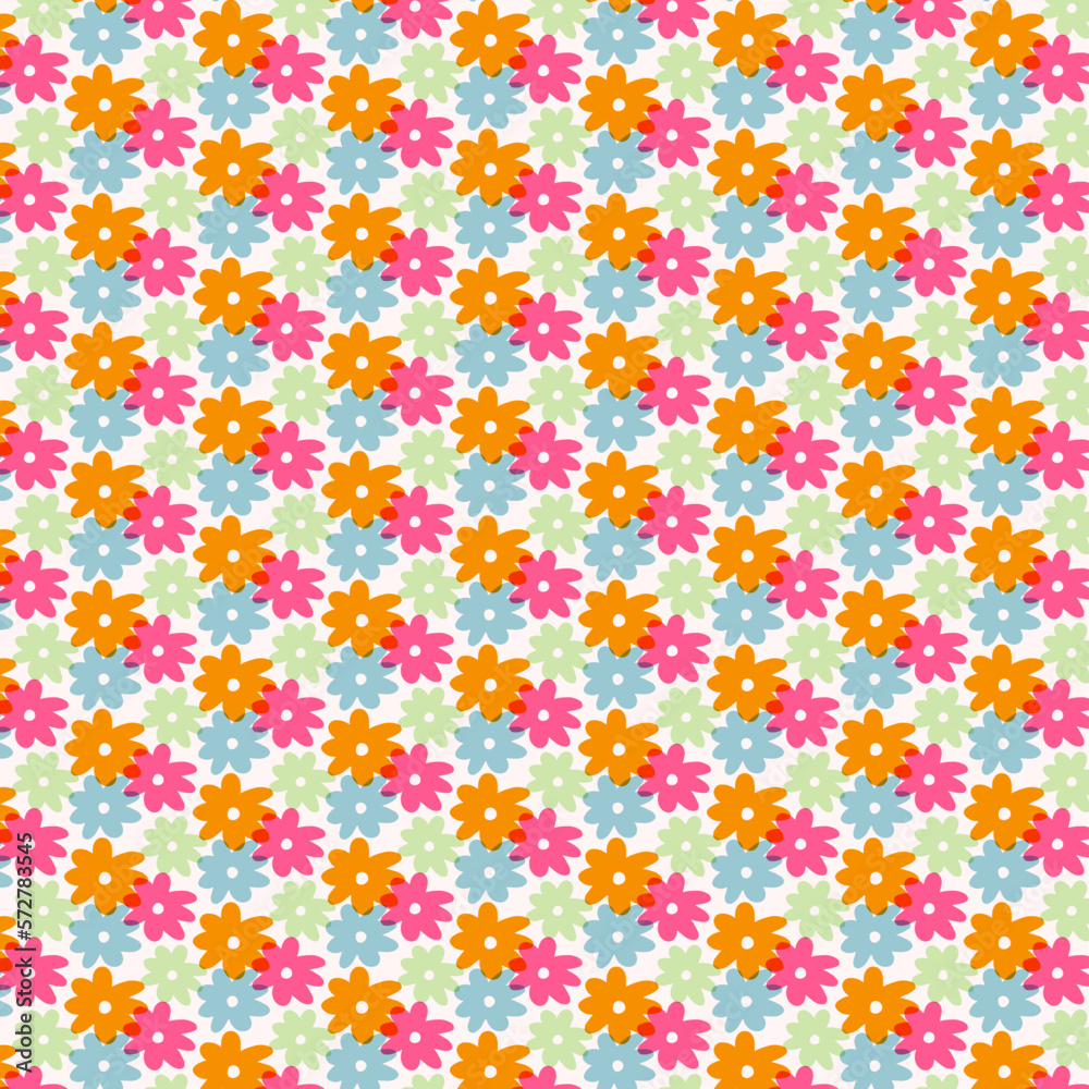 colorful seamless pattern with flowers