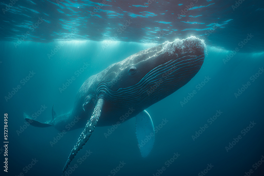 Illustration underwater shot whale ocean AI generated