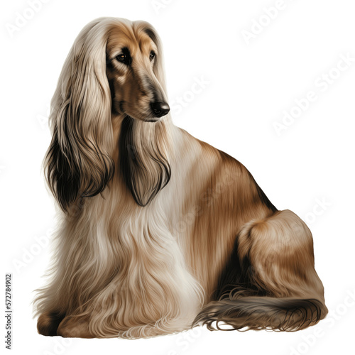 afghan hound dog isolated on transparent background photo