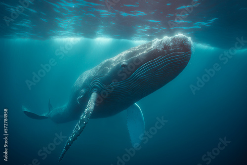 Illustration underwater shot whale ocean AI generated