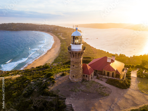Photography Another perspective of Barrenjoey head of Sydney Pacific coast with the lighthouse overlooking palm beach on a sunny day