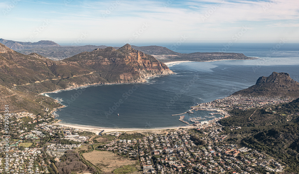 Obraz premium Hout Bay (Cape Town, South Africa), aerial view, shot from a helicopter