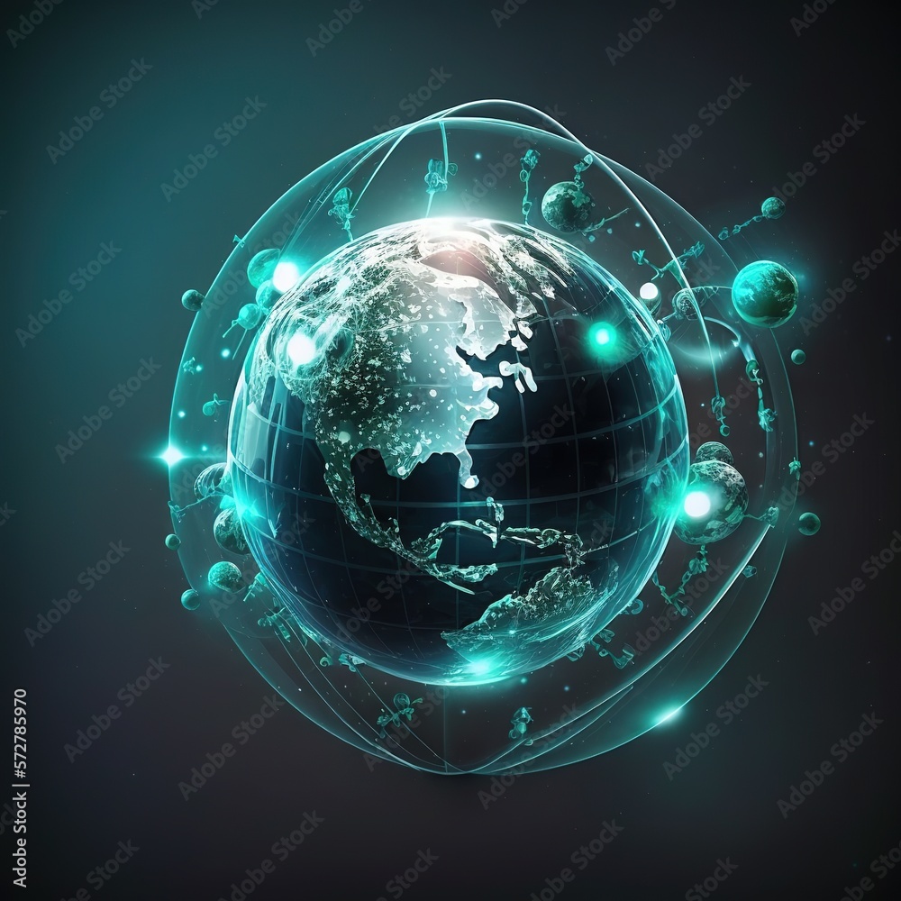 Obraz premium globe healthcare network connection concept.Science and medical innovation technology future sustainable smart services. generative ai