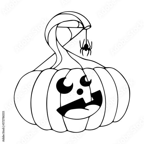 Linear sketches, coloring pages of funny autumn pumpkins for the Halloween holiday. Vector graphics.	