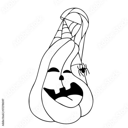 Linear sketches, coloring pages of funny autumn pumpkins for the Halloween holiday. Vector graphics.	