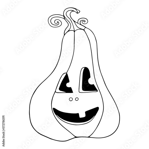 Linear sketches, coloring pages of funny autumn pumpkins for the Halloween holiday. Vector graphics.	