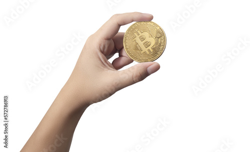 man holding a bitcoin in his hands on transparent background png