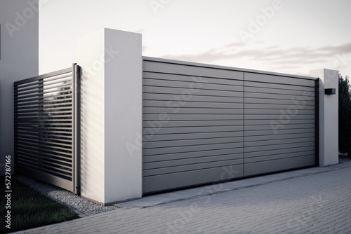 Vászonkép Automatic gates driveway in modern style house