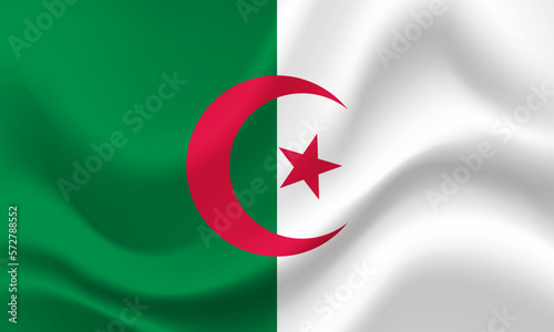 Flag of Algeria. Algeria flag illustration. Official colors and proportion. Algeria banner, icon.