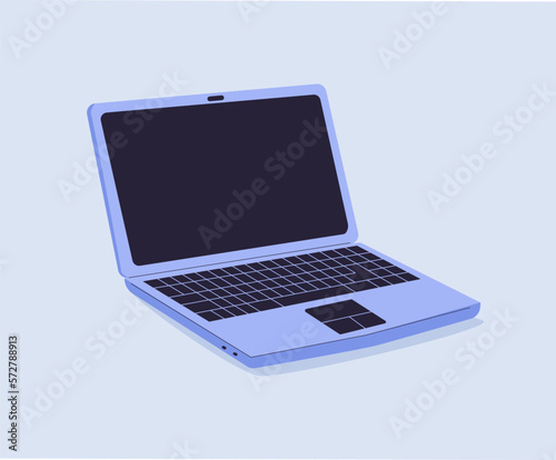Laptop cartoon flat vector icon illustration. Laptop display screen mockup. Computer laptop with blank empty screen