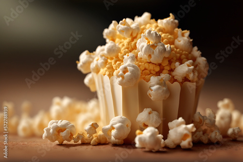 Illustration popcorn closeup cinema delicious tasty AI generated