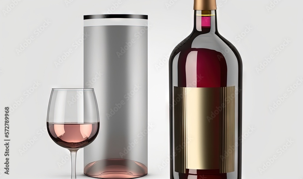a bottle of wine next to a glass of red wine. generative ai a bottle of wine next to a glass of red wine. generative ai