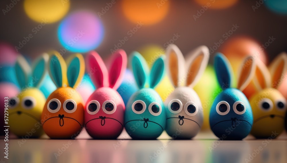 Fototapeta premium Cute Easter egg character background - generative ai