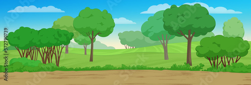 Nature, summer landscape panorama for animation