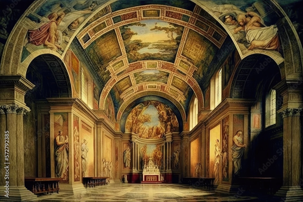 The Sistine Chapel watercoler background - generative ai