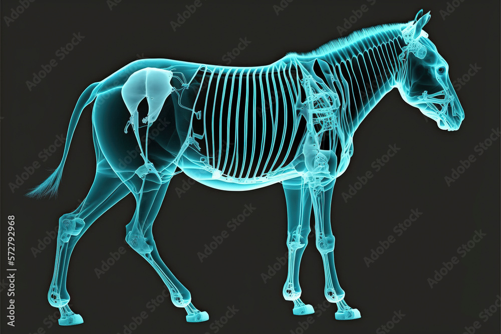 Horse x-ray style. X-ray of Raw whole horse. Creative Art abstract