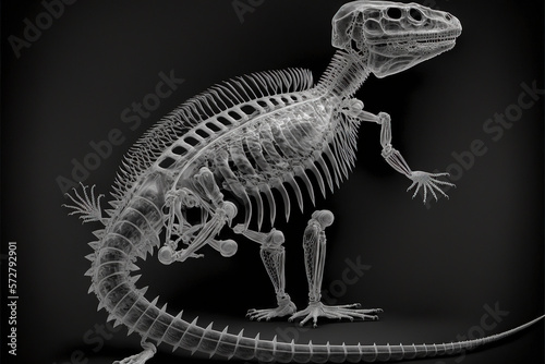 Dino x-ray style. X-ray of Raw whole dino. Creative Art abstract. Created with Generative AI technology