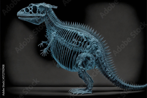Dino x-ray style. X-ray of Raw whole dino. Creative Art abstract. Created with Generative AI technology