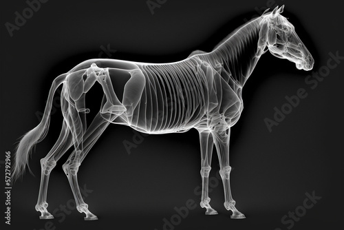 Horse x-ray style. X-ray of Raw whole horse. Creative Art abstract. Created with Generative AI technology
