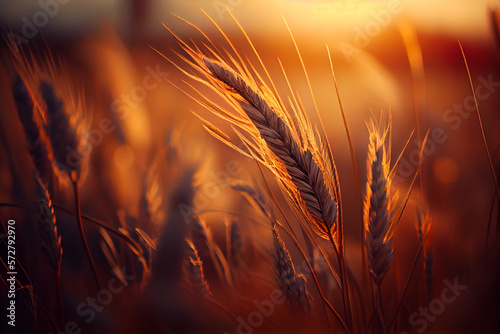 Ein Meer von goldenem Weizen: Nahaufnahme eines Weizenfeldes - Generative Ai photo