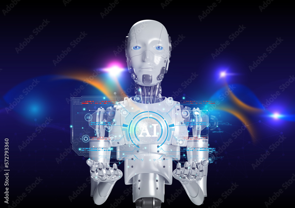 Robot holding digital modern interface and AI for provide access to data growth of business in online network, Robot application and global connection, AI, Artificial intelligence. Robot holding digital modern interface and AI for provide access to data growth of business in online network, Robot application and global connection, AI, Artificial intelligence.