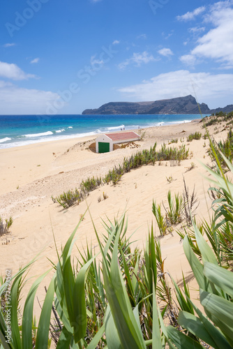 Casa da lancha na praia do Porto Santo. Praia de areia dourada de 9km de comprimento. photo