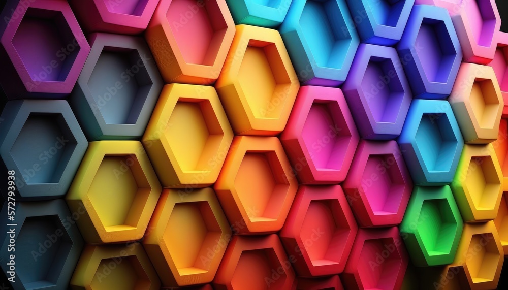 rainbow colors hexagons modern background - generative ai rainbow colors hexagons modern background - generative ai