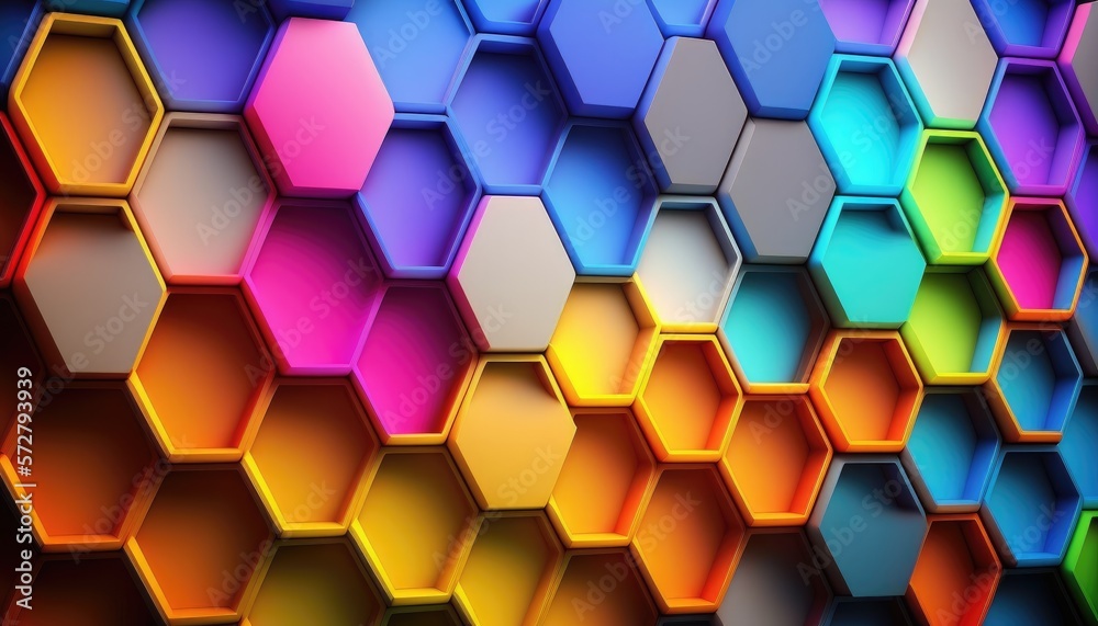 rainbow colors hexagons modern background - generative ai rainbow colors hexagons modern background - generative ai