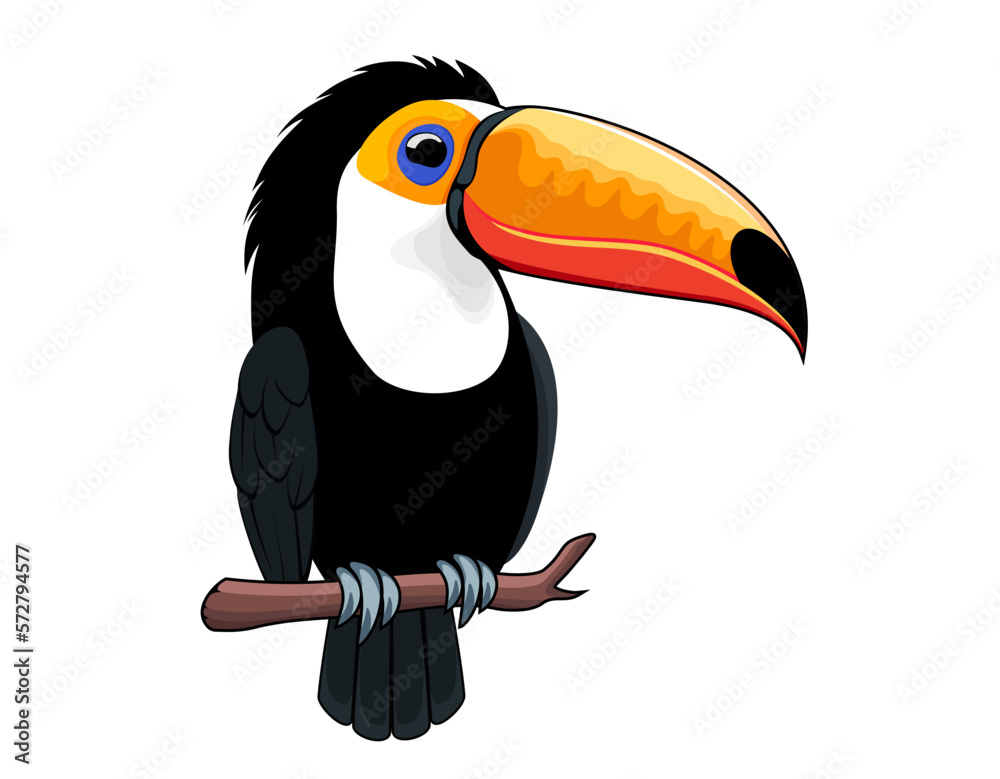 Fototapeta premium Cute Vector cartoon Toco toucan sticker