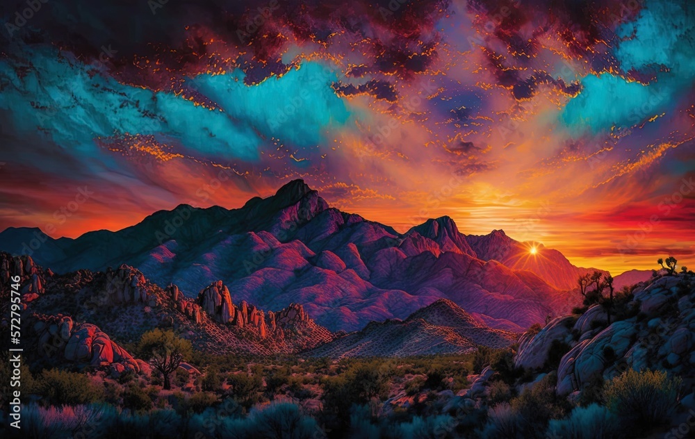 Glimmering Sunset Spectacular in the Valley Generative AI