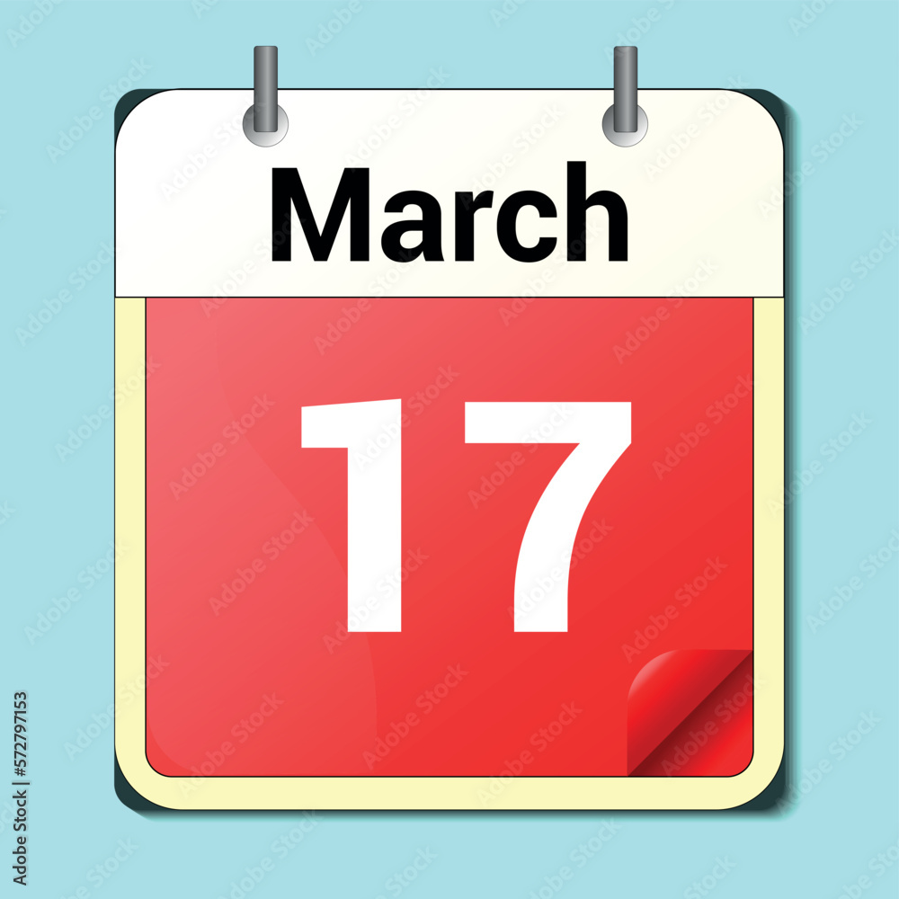 calendar vector drawing, date March 17 on the page calendar vector drawing, date March 17 on the page