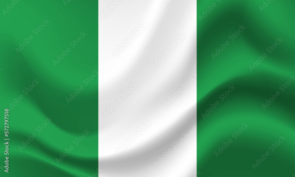 Nigeria flag. Symbol of Nigeria. Vector flag illustration. Colors and proportion correctly. Nigeria background. Nigeria banner. Symbol, icon.