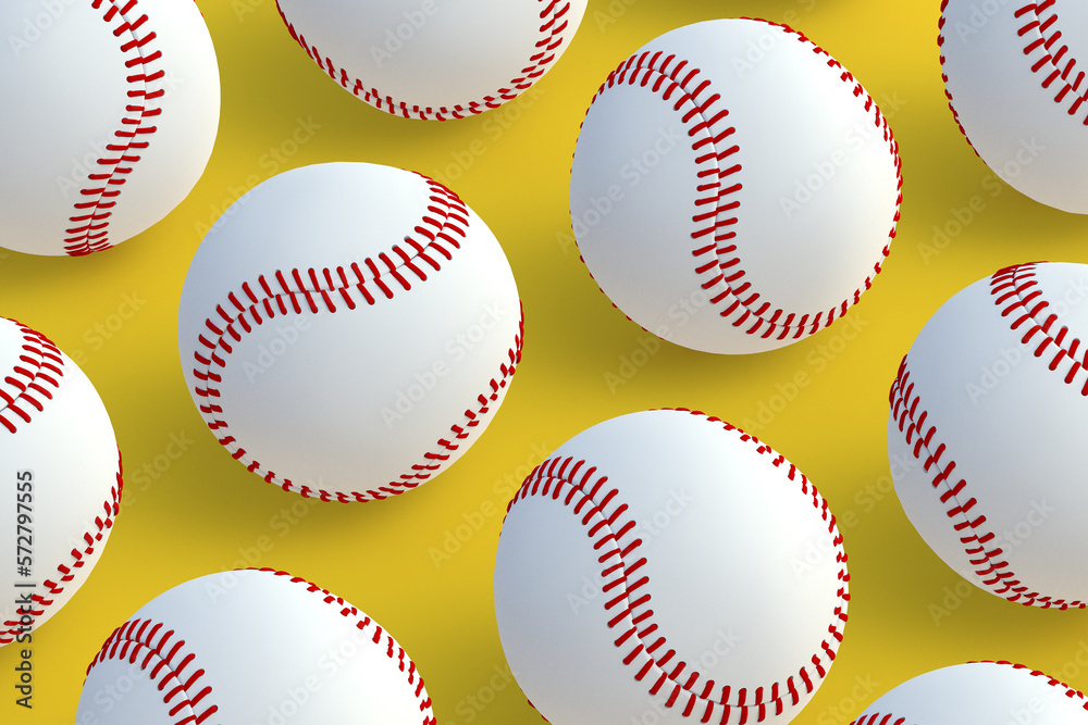 Lot of baseball balls. Sports accessories. 3d render Lot of baseball balls. Sports accessories. 3d render
