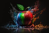 Jabłko warsztat abstrakcyjny kolorowy akrylowy Generative AI