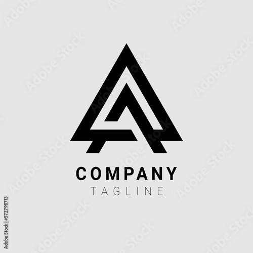 a triangle monoline mountain logo design
